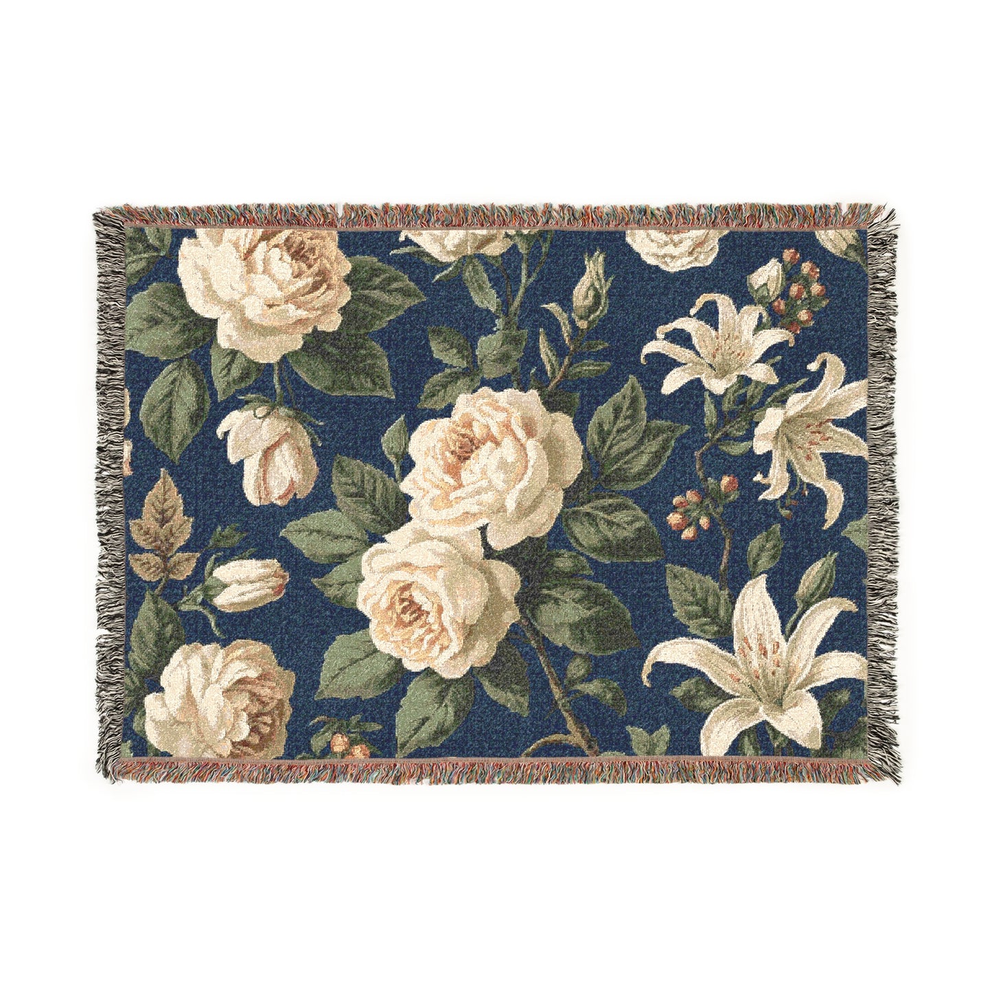 Florale gewebte Decke – Gemütliche Wohn‑Deko, Geschenk für Sie, Boho‑Style