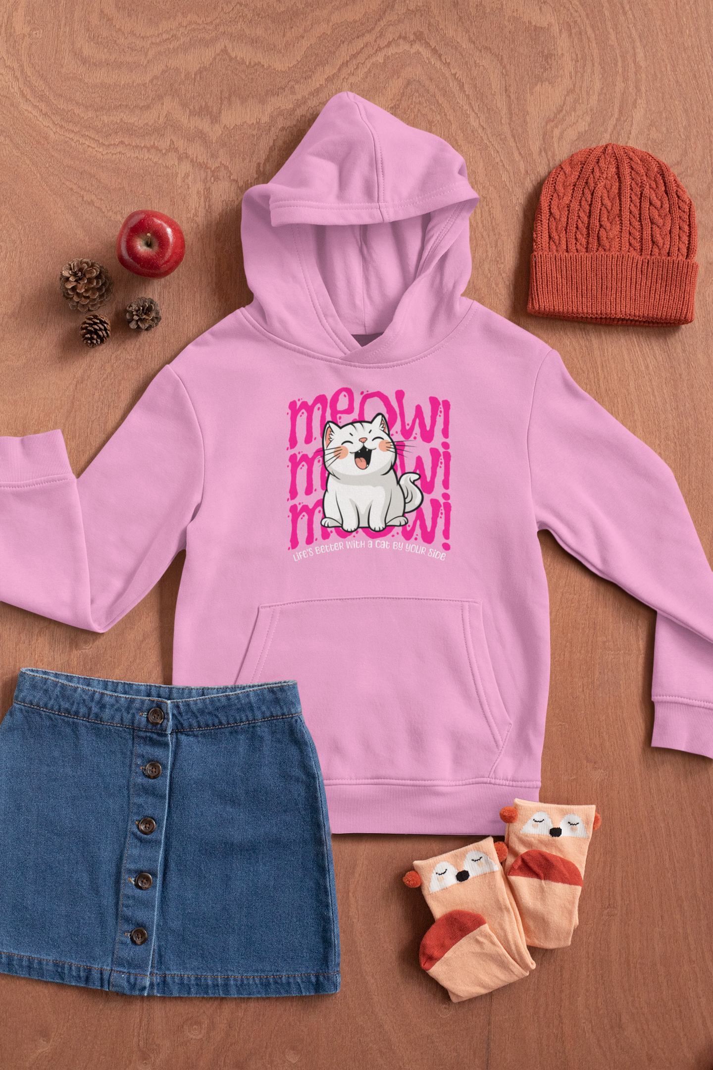 Meow Cat Hoodie - Life's Better With A Cat - Unisex Katzen Pullover