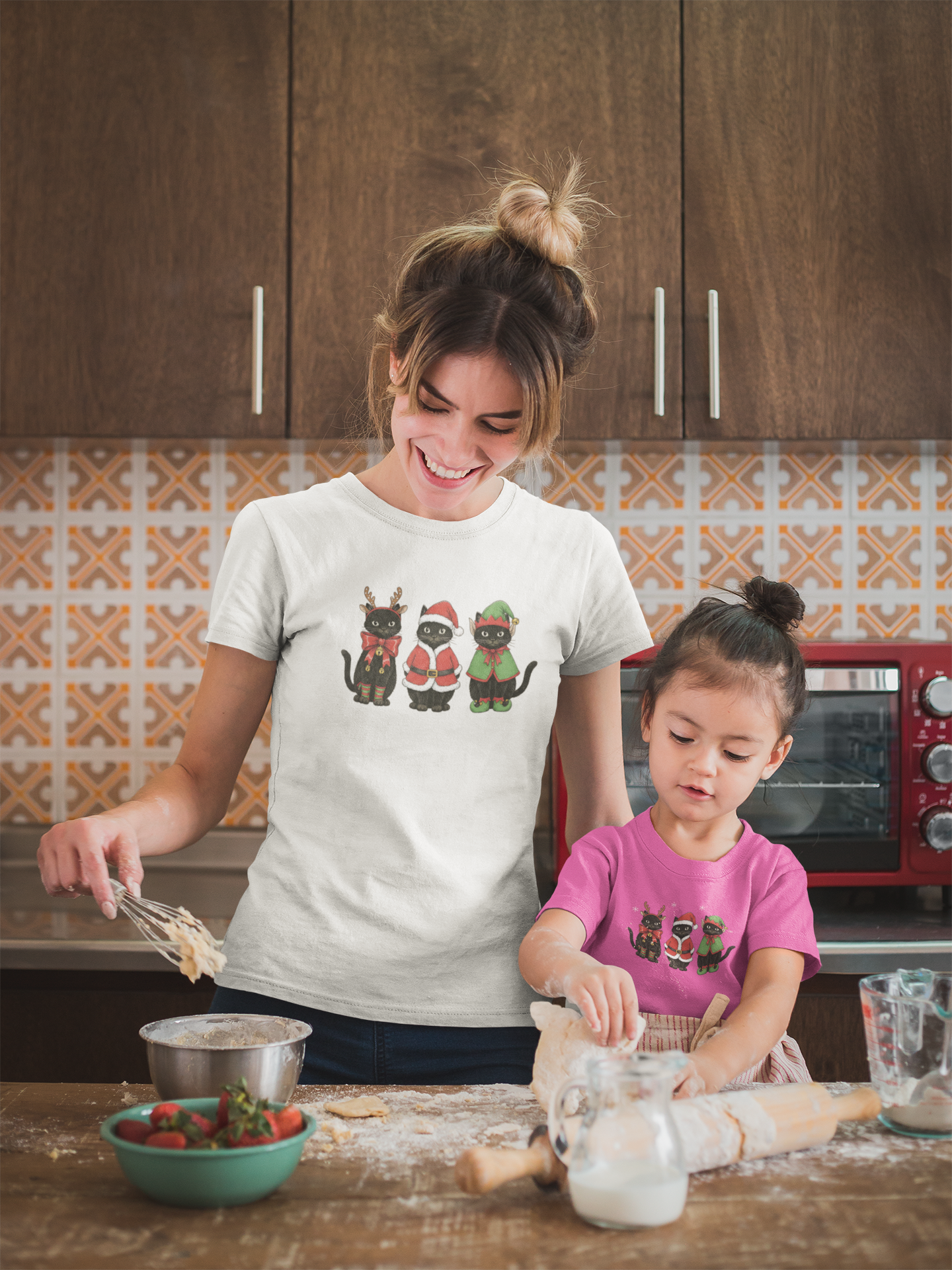 Weihnachts-Katzen T-Shirt - 3 Katzen in Weihnachtsoutfits - Unisex