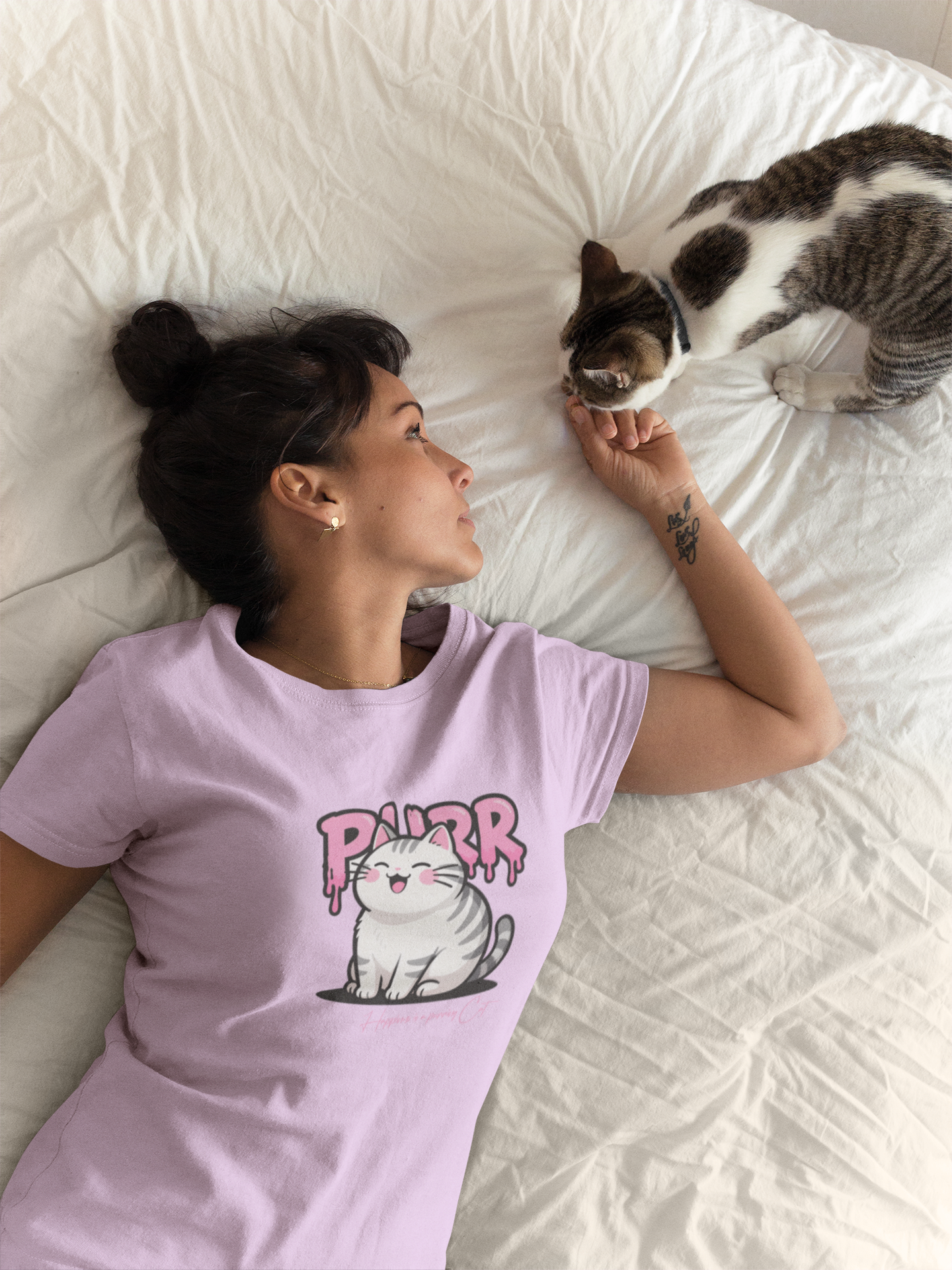 PURR Katzen T-Shirt Unisex - Süßes Cat Lover Shirt für Katzenliebhaber